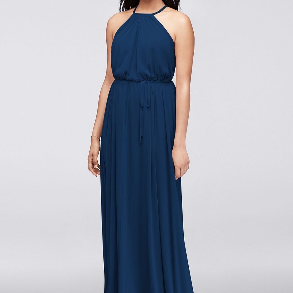 Navy Mesh Halter dress